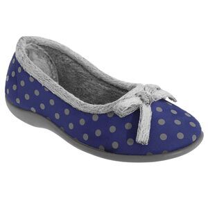 Sleepers Womens/Ladies Louise Polka Dot Bow Slippers / Navy